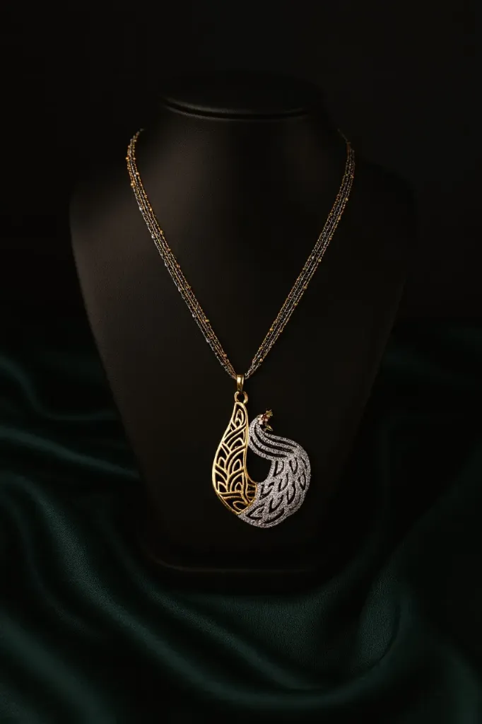Golden Peacock Grace Pendant