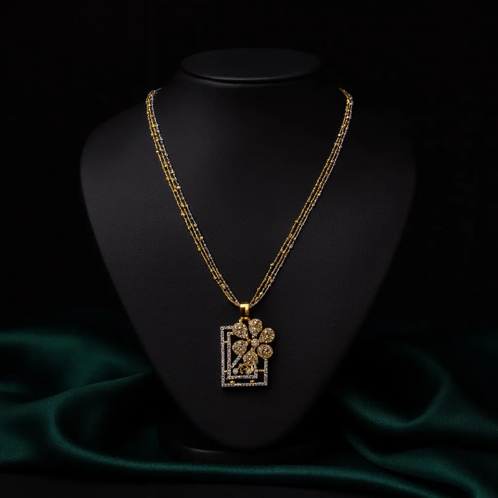 Opulent Golden Flower Frame Pendant